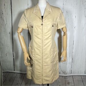Vintage Laurel Safari Linen Blend Full Zip Shirtdress Dress Size 40 EUC